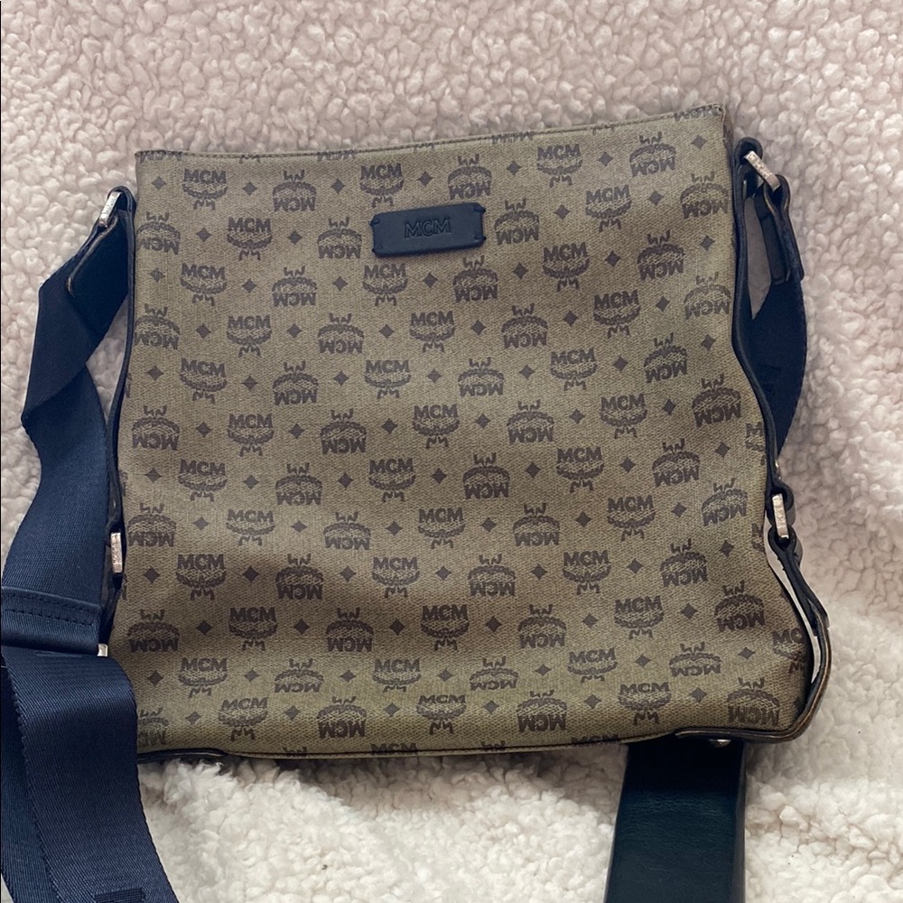 MCM Blue and Gray Men's Crossbody Bag